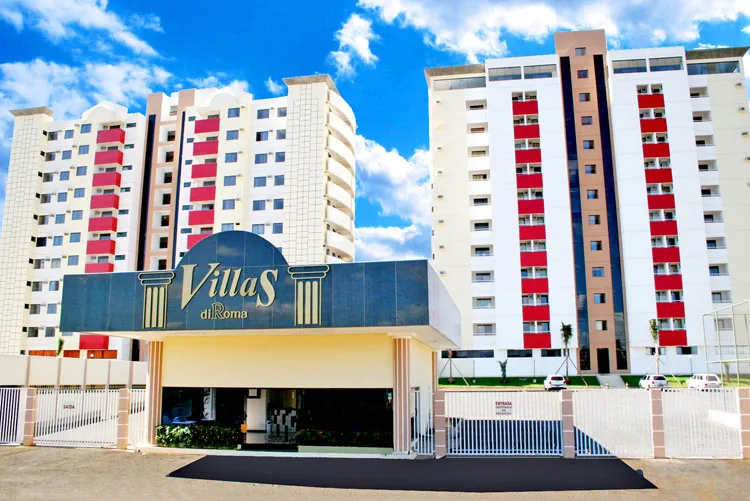 Fachada e portaria do Villas diRoma em Caldas Novas